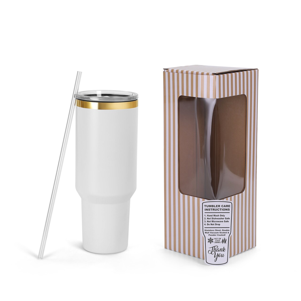 MakerFlo 40 oz Gold Electroplated Powder Coated Tumbler with Twist On Clear Slide Lid and Handle Sold Separately, Ideal for Craft and Personalization (Laser Engraving, UV DTF, Epoxy, and Vinyl)